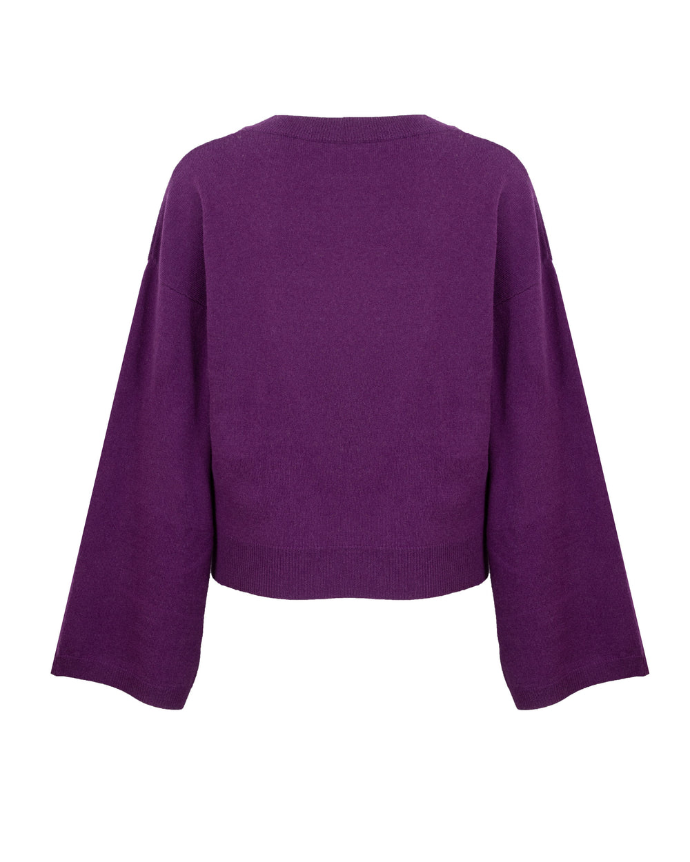 pulli sweatshirt pullover kaschmirpullover wollpullover strickpullover damen qualität tierpullover hochwertig kaschmir wolle cashmere sweater langarmpullover Insta-Pullover oberteil strickware nachhaltig fair sustainable capsule lounge loungewear cozy kuschelig gemütlich homewear relax hausanzug home office homeoffice luxuriös lässig stylisch stylish design damen trompetenärmel cropped lila purple plum pflaume 